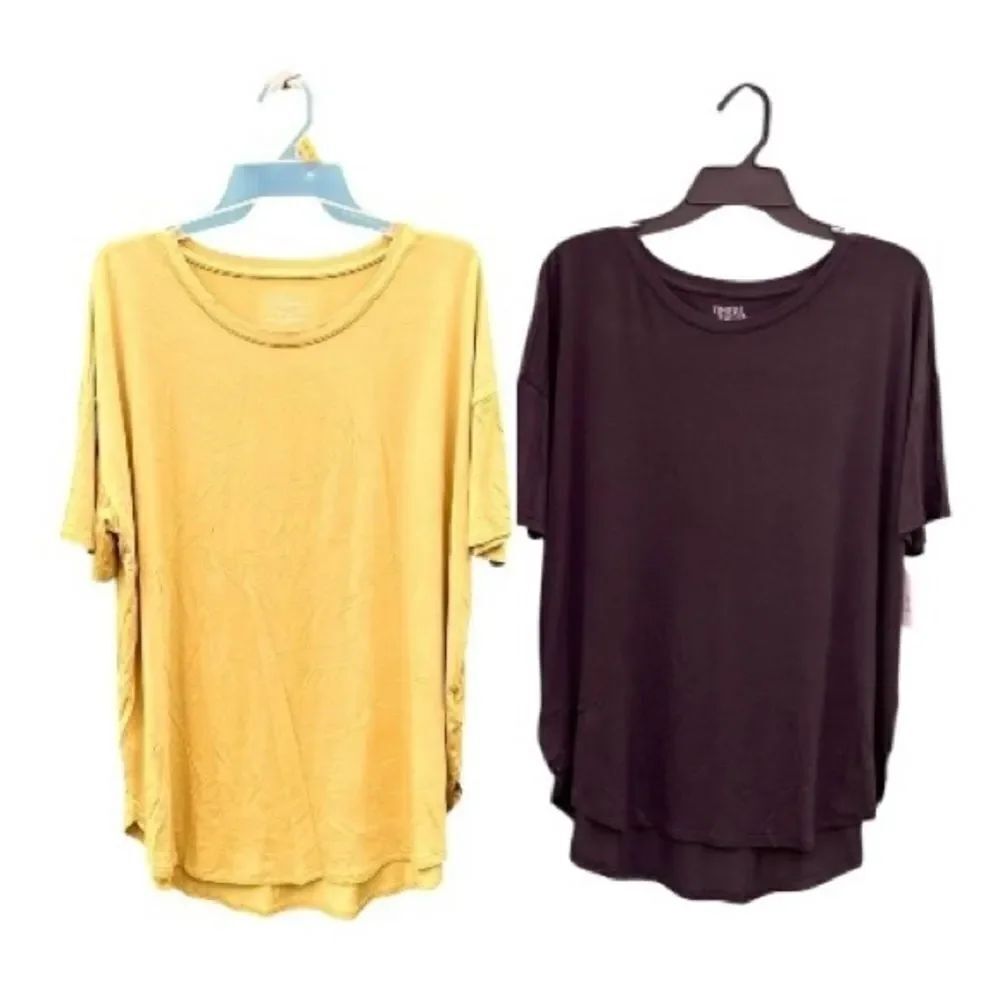 Elongated Soft Crewneck Tunic T-Shirts 2-Pack Size L